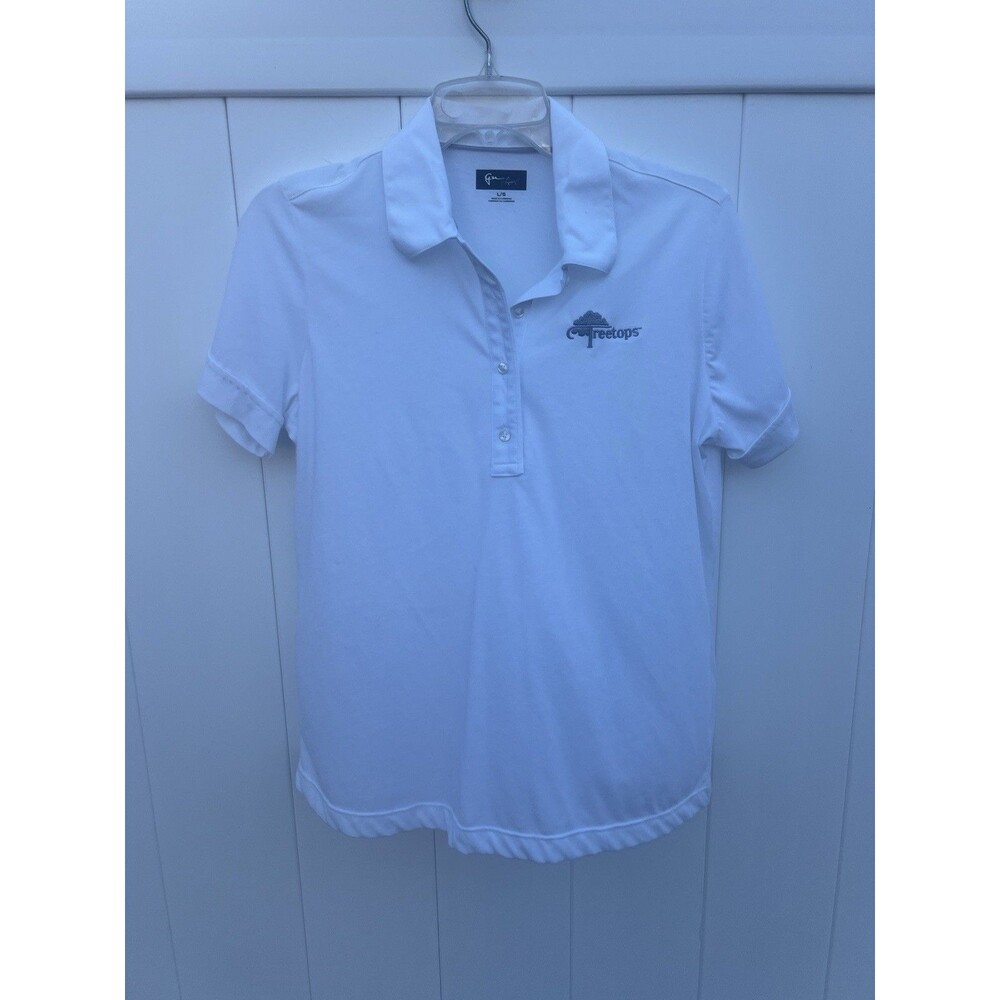 Treetops Golf Polo Greg Norman Women's Size Large White Short Sleeve